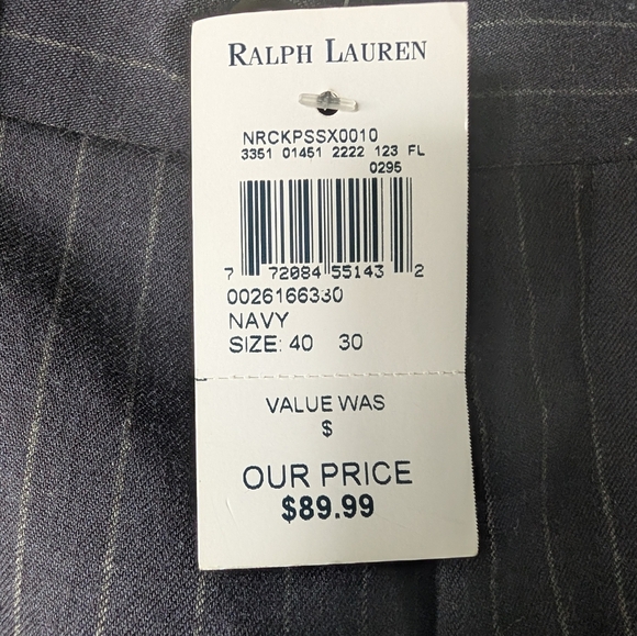 Lauren Ralph Lauren Navy Pinstripe Dress Pants 40W/30L - Picture 5 of 7